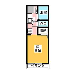 パールハイツ 2階ワンルームの間取り