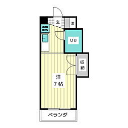 アーバンドウェル川名山 2階ワンルームの間取り