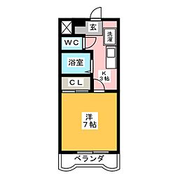 ドリームタウン伊勝 1階1Kの間取り
