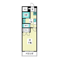 フォンヴィラージュ 2階1Kの間取り