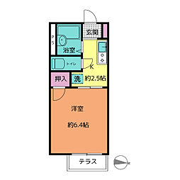 グランドール佐久間 1階1Kの間取り