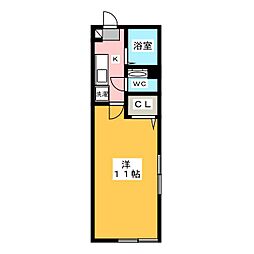 グランシャリオ 1階1Kの間取り