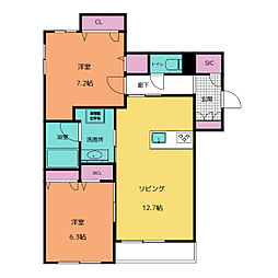 ベラ　コリナ 1階2LDKの間取り