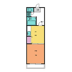 アーバンドエル杁中 4階1DKの間取り