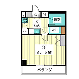 リブローネ南山 3階1Kの間取り