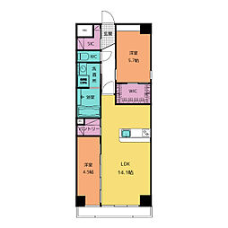 アーチレジデンス川名駅前 5階2LDKの間取り