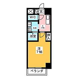 ランドハウス八事 6階1Kの間取り