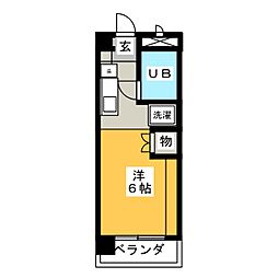 ハイム伊勝 1階ワンルームの間取り