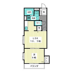マルベリーヒル山中S 1LDKの間取図画像