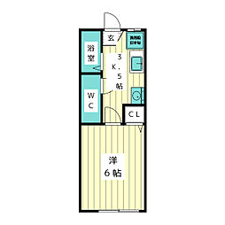 山中ハイツ 1Kの間取図画像