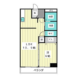 石川橋セブン 1LDKの間取図画像
