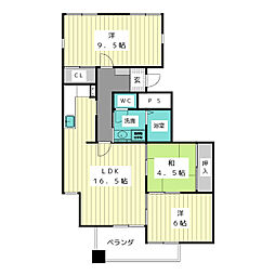 マンション汐見AB棟 3LDKの間取図画像