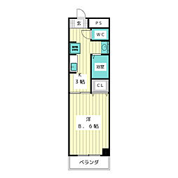 ヒルズヤマザト 1Kの間取図画像