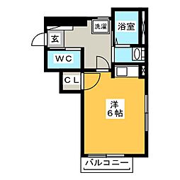 明和マンション ワンルームの間取図画像