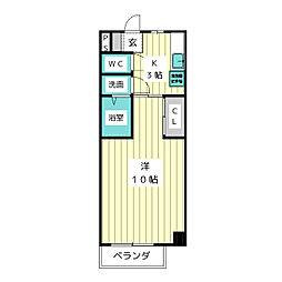 コンフォート山花 1Kの間取図画像