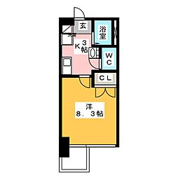 ヒルズ川名 1Kの間取図画像