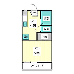フォーヴル山花 1Kの間取図画像