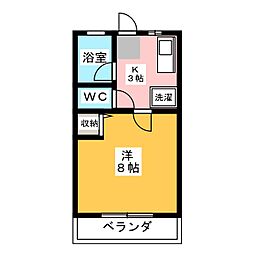 シティハイムエクセル 1Kの間取図画像
