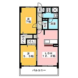 スタシオン川名公園 2LDKの間取図画像