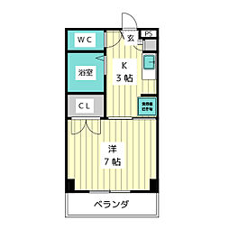 シュラインヒルズ 1Kの間取図画像