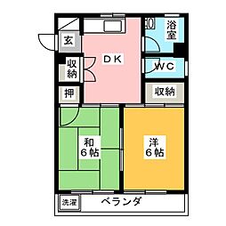 後藤石坂コーポ 2Kの間取図画像