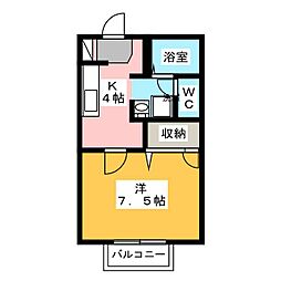 メゾンドール福原 1Kの間取図画像