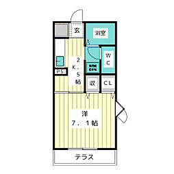 ディアコートつきみ 1Kの間取図画像