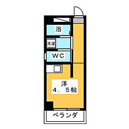 プレスイン神宮 6階ワンルームの間取り