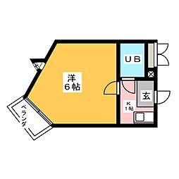 シティライフ高蔵 4階ワンルームの間取り