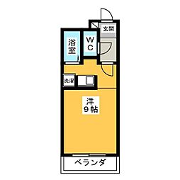 ウイステリア堀田 4階1Kの間取り