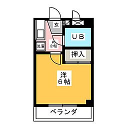 ベルメゾン中川 3階1Kの間取り