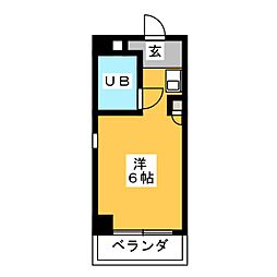 プレスイン明治 4階ワンルームの間取り