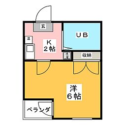 パレスRX伝馬町 2階1Kの間取り