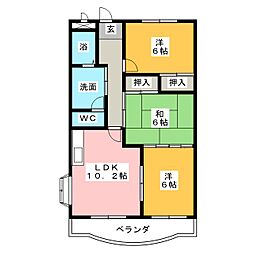 ファミールＩＢＩＣ 4階3LDKの間取り
