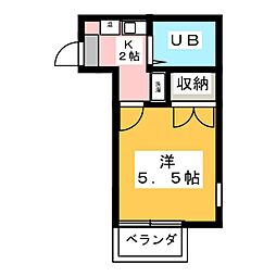パレスRX伝馬町 4階1Kの間取り