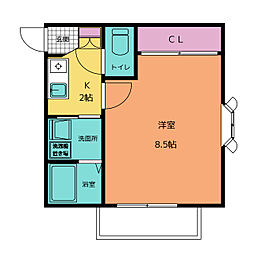 Ｄ．Ｃ．Ｙａｍａｂｉｋｏ 1階1Kの間取り