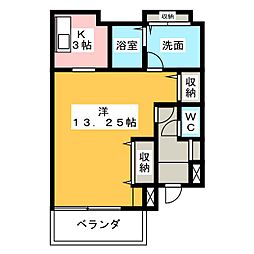 きさらぎ21II 1階1Kの間取り