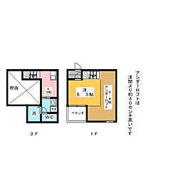 アプローズ 2階ワンルームの間取り