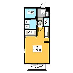 C-calme内田橋 3階ワンルームの間取り