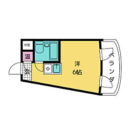 プレスイン神宮西 2階ワンルームの間取り
