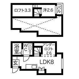 Ｍａｉｓｏｎ　Ｂｌａｎｃｈｅ 2階ワンルームの間取り