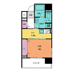 さくらHills ROKUBAN Platinum Resi 6階1DKの間取り