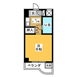 荘苑熱田 3階ワンルームの間取り