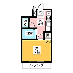 フレンズシティ堀田 5階1Kの間取り
