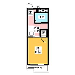 マンション松井 5階ワンルームの間取り