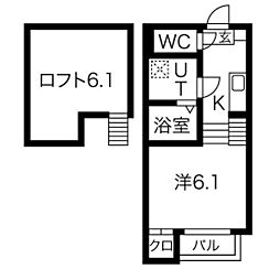 DUPLEX豊田本町 2階1Kの間取り