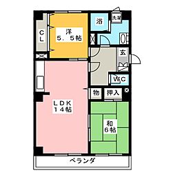 心和曽七ハオス 3階2LDKの間取り