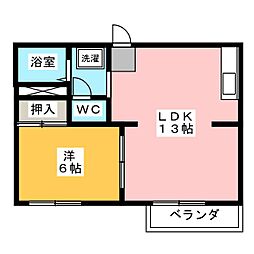 コーポ千年 1LDKの間取図画像