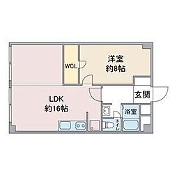 神戸マンション 1階1LDKの間取り