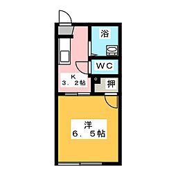 フォーブル渋谷Ａ 2階1Kの間取り